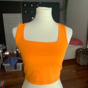 Orange square neck crop top
